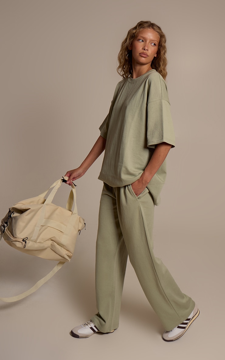 Sage Khaki Jersey Oversized T-shirt image 3