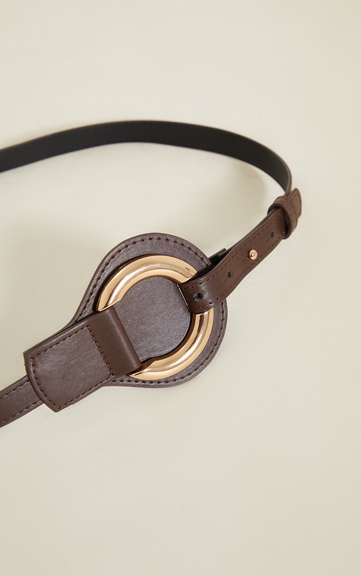 Chocolate Horseshoe Buckle Thin Waist Belt image 2