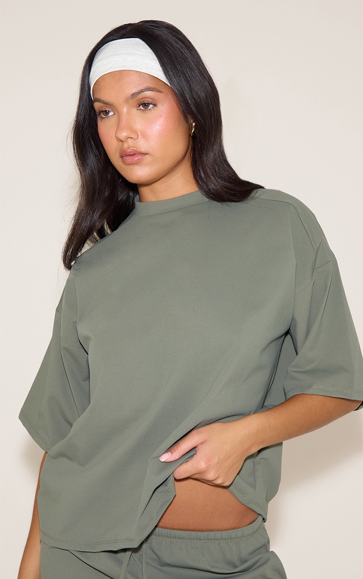 Khaki Interlock Crew Neck T-shirt image 1