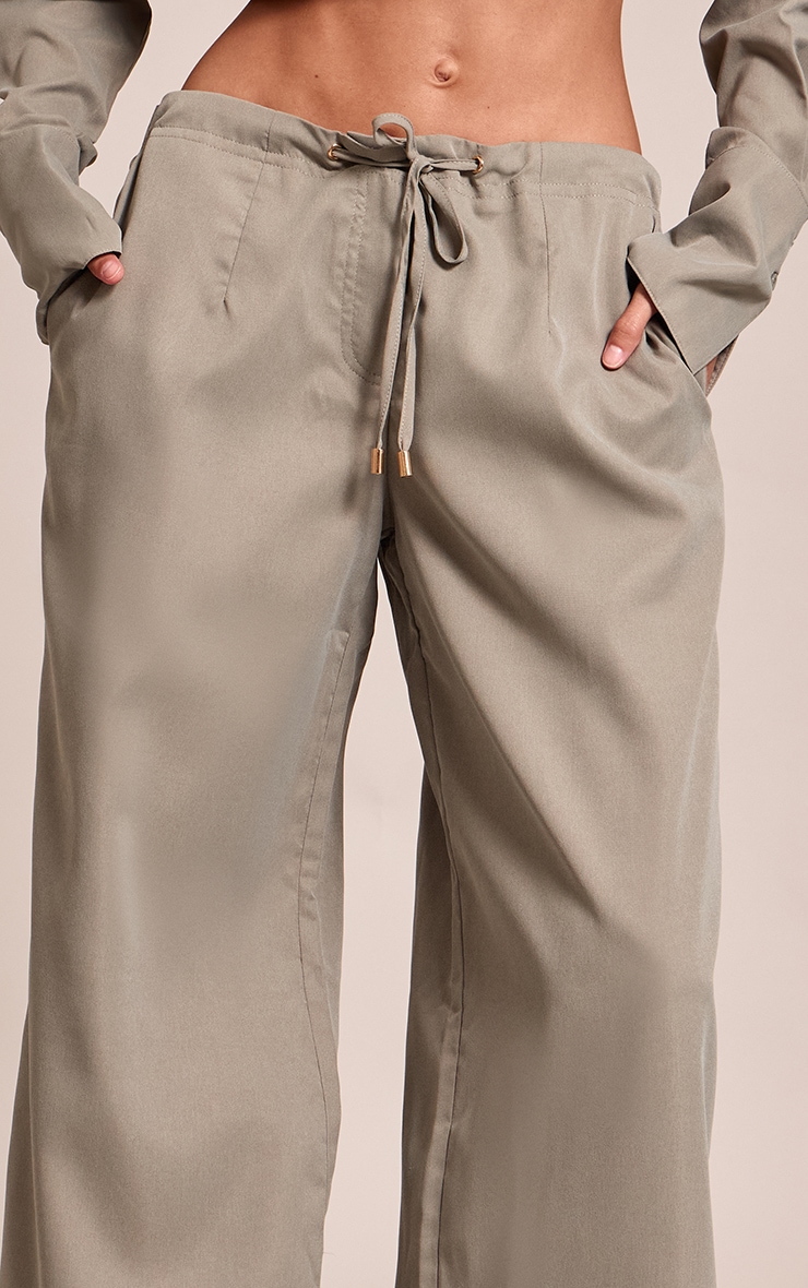 Dark Khaki Oversized Drawstring Straight Leg Pant image 4