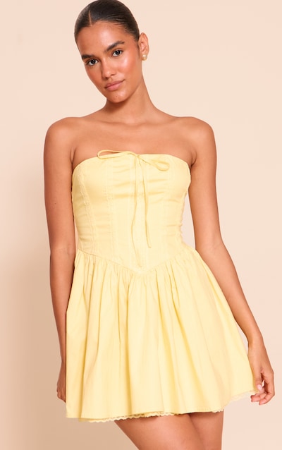 Lemon Bandeau Lace Detail Shift Dress