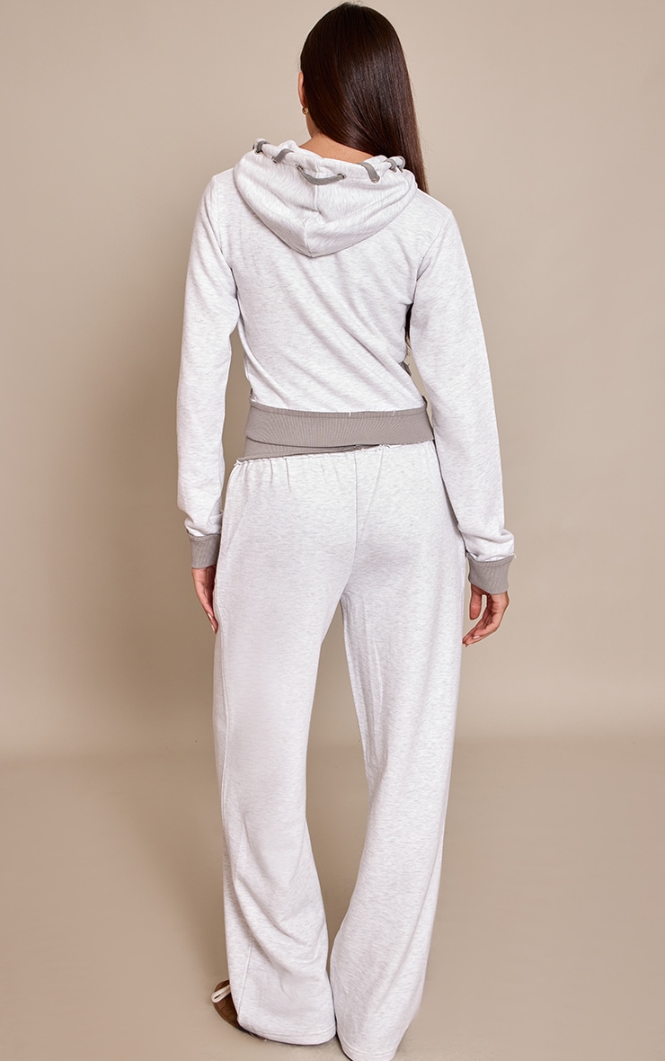 Grey Marl Distressed Waistband Straight Leg Joggers image 3