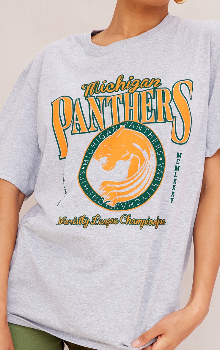Ash Grey Michigan Panthers Print T Shirt image 4