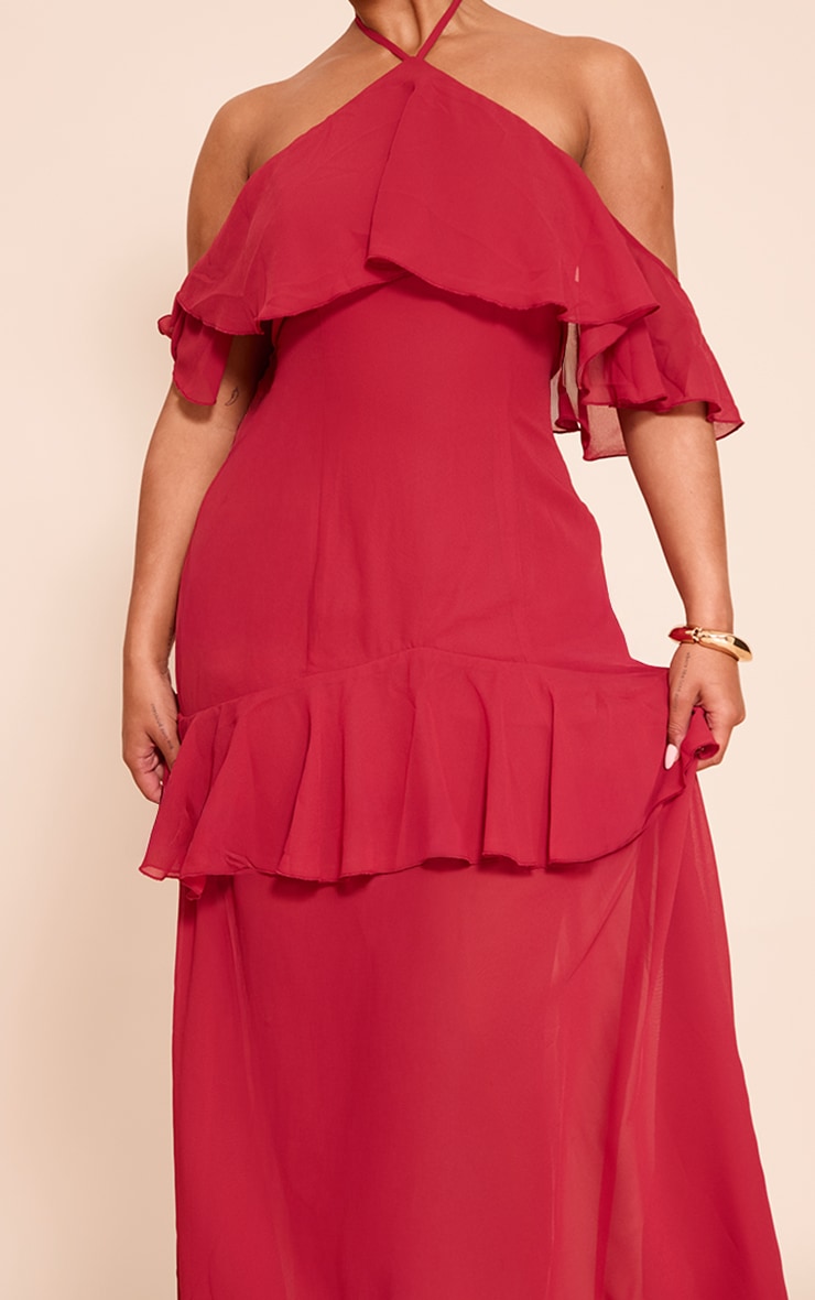 Shape red Chiffon Tiered Maxi Dress image 4