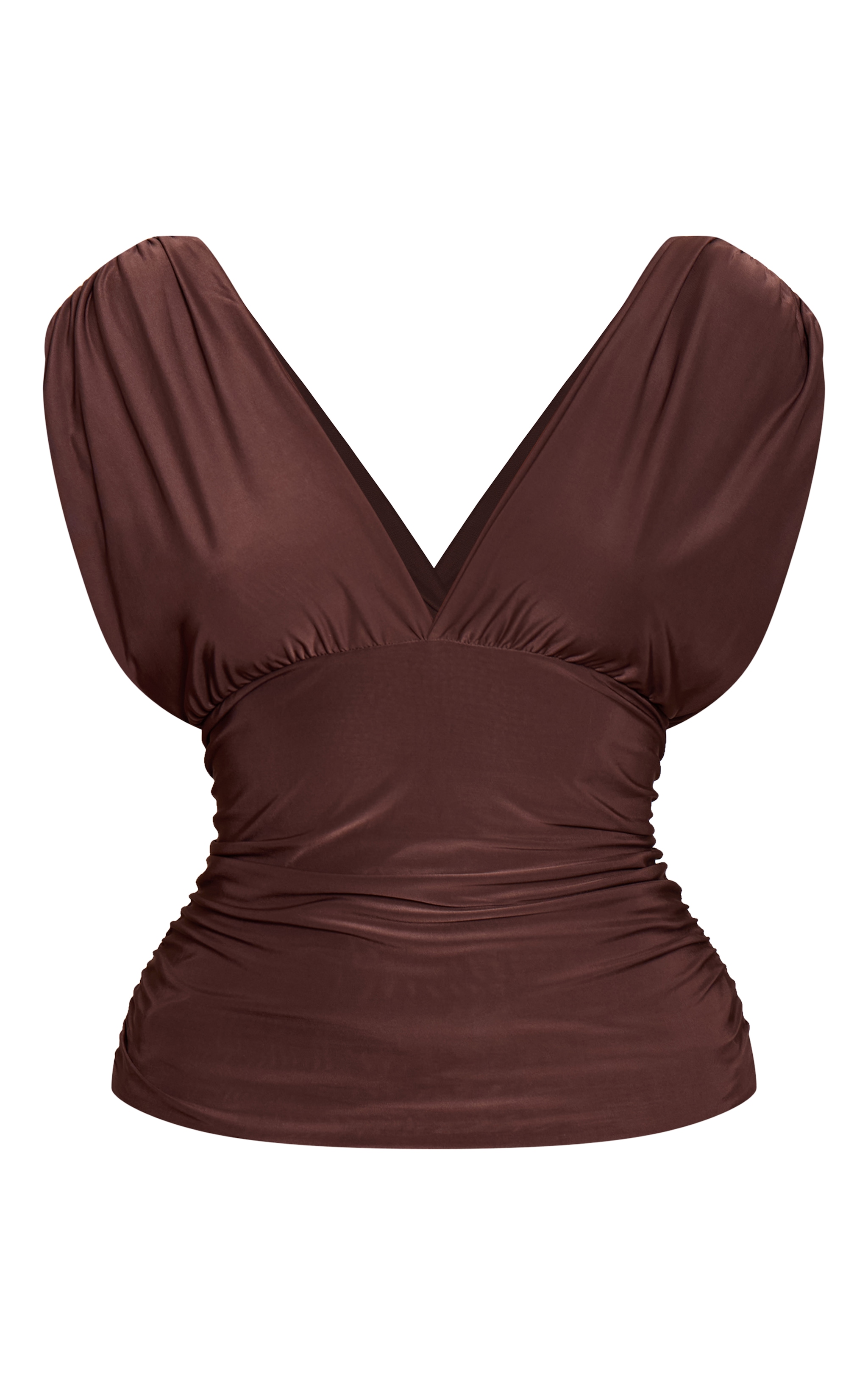 Dark Chocolate Slinky Plunge Sleeveless Top image 5