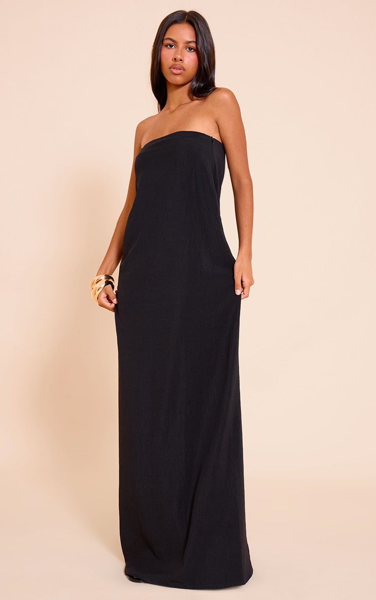Petite Robe longue Noire Fluide Tissée Bandeau image 1