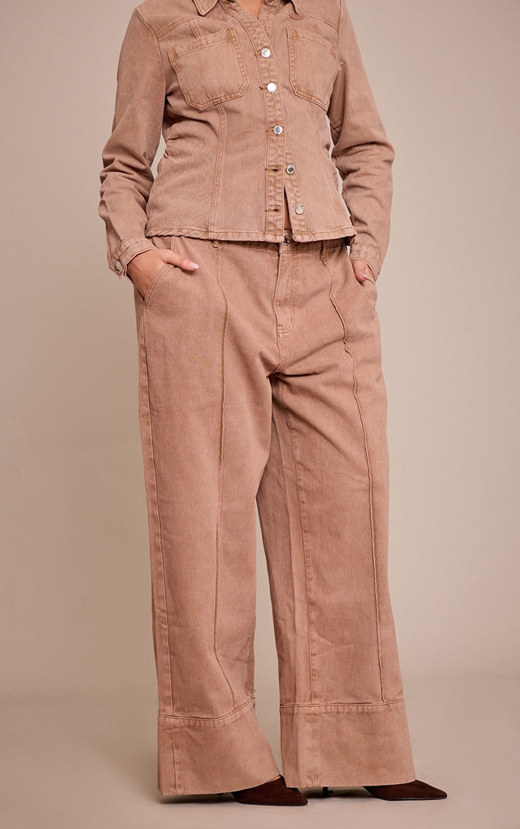 Plus Taupe Turn Up Detail Jean image 2