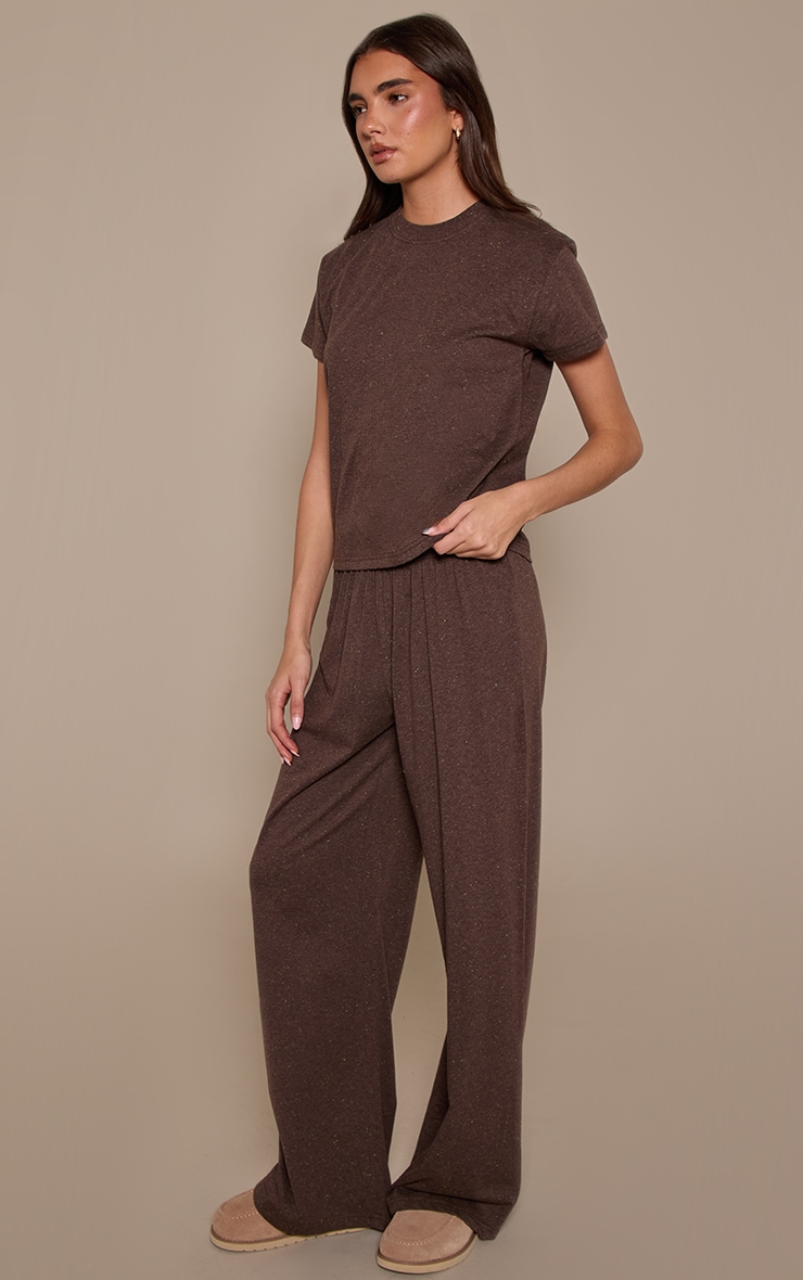 Dark Brown Speckled Elasticated Trousers image 2