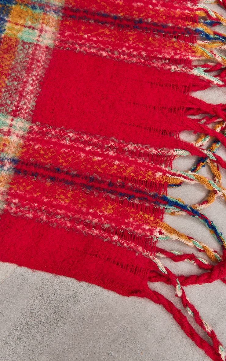 Red Check Blanket Scarf image 3