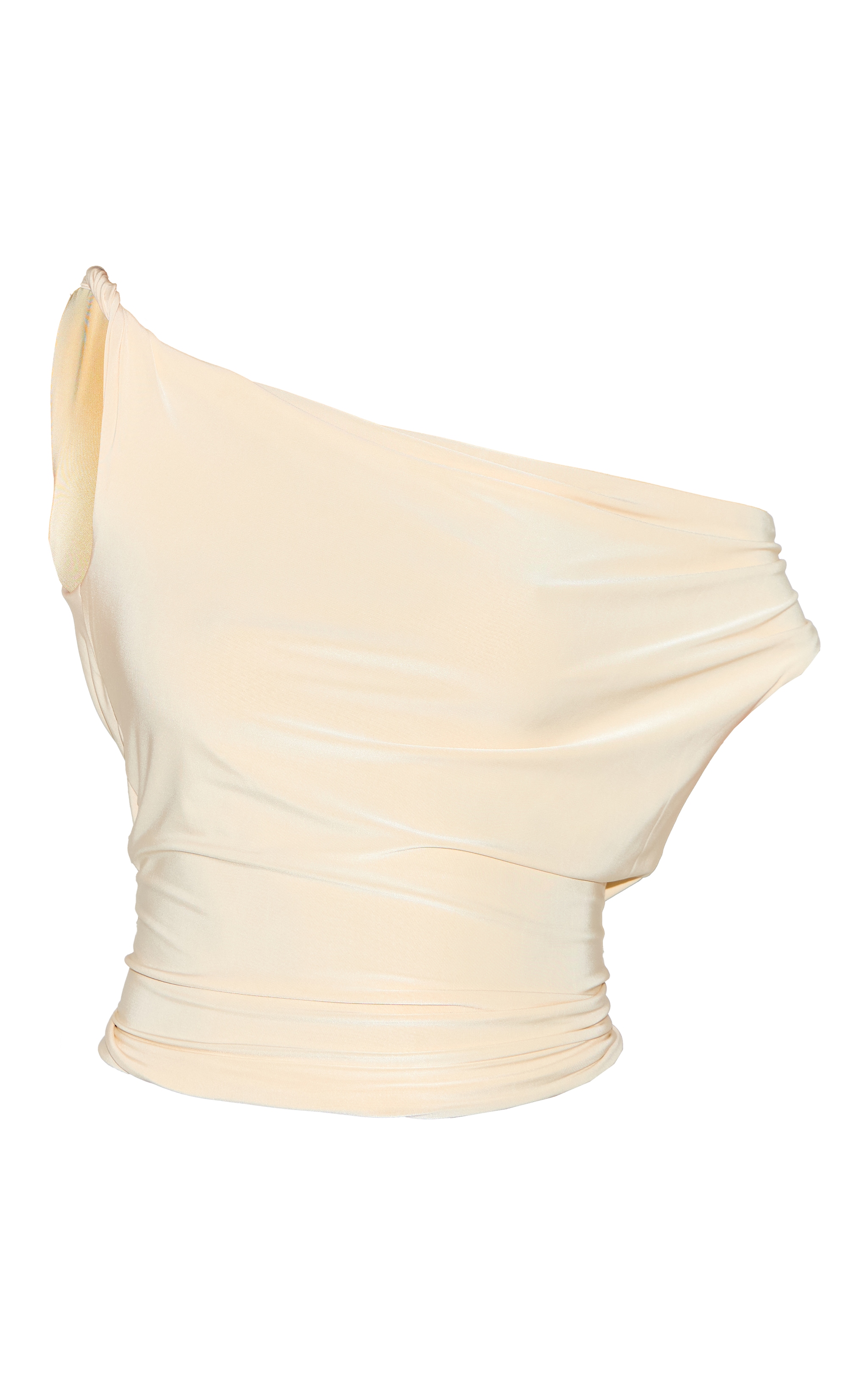 Butter Yellow Double Layer Slinky Twist Arm Cowl Long Top image 5