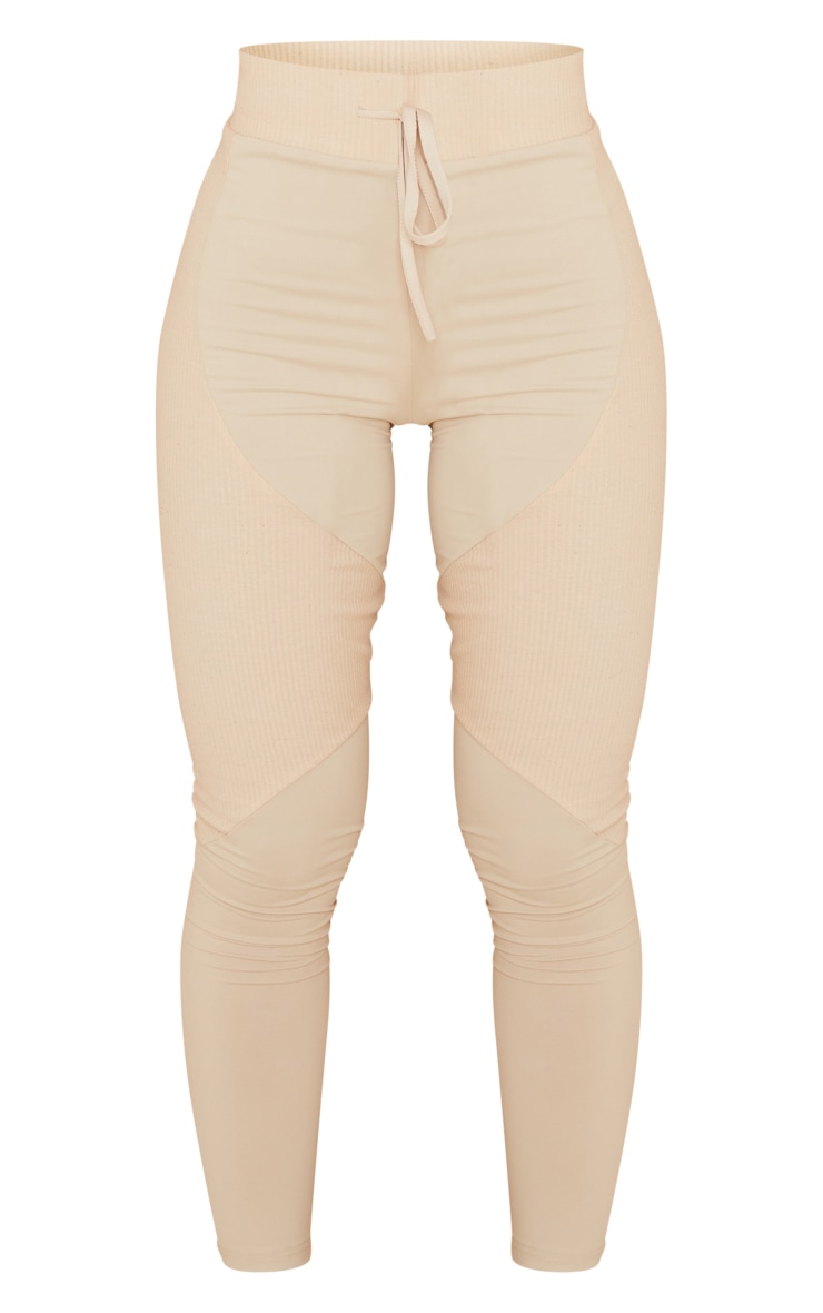 Oatmeal Rib Detail Tie Front High Waist Gym Legging image 5