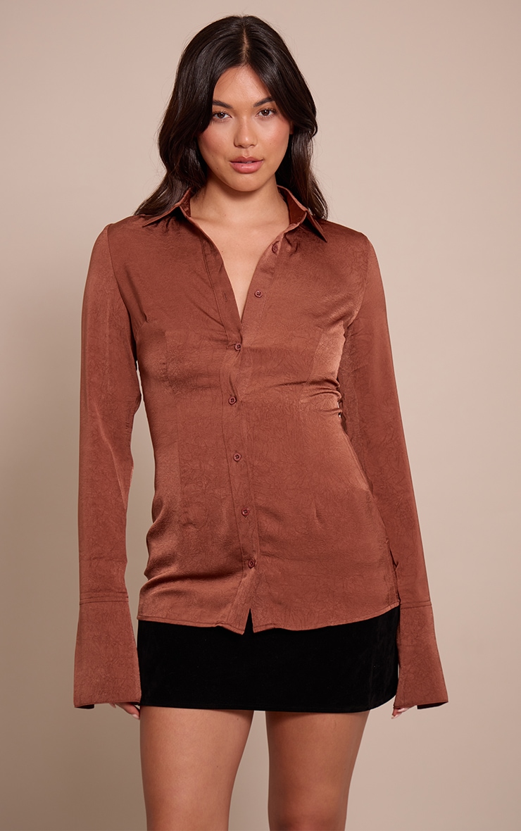 Chocolate Textured Fitted Shirt