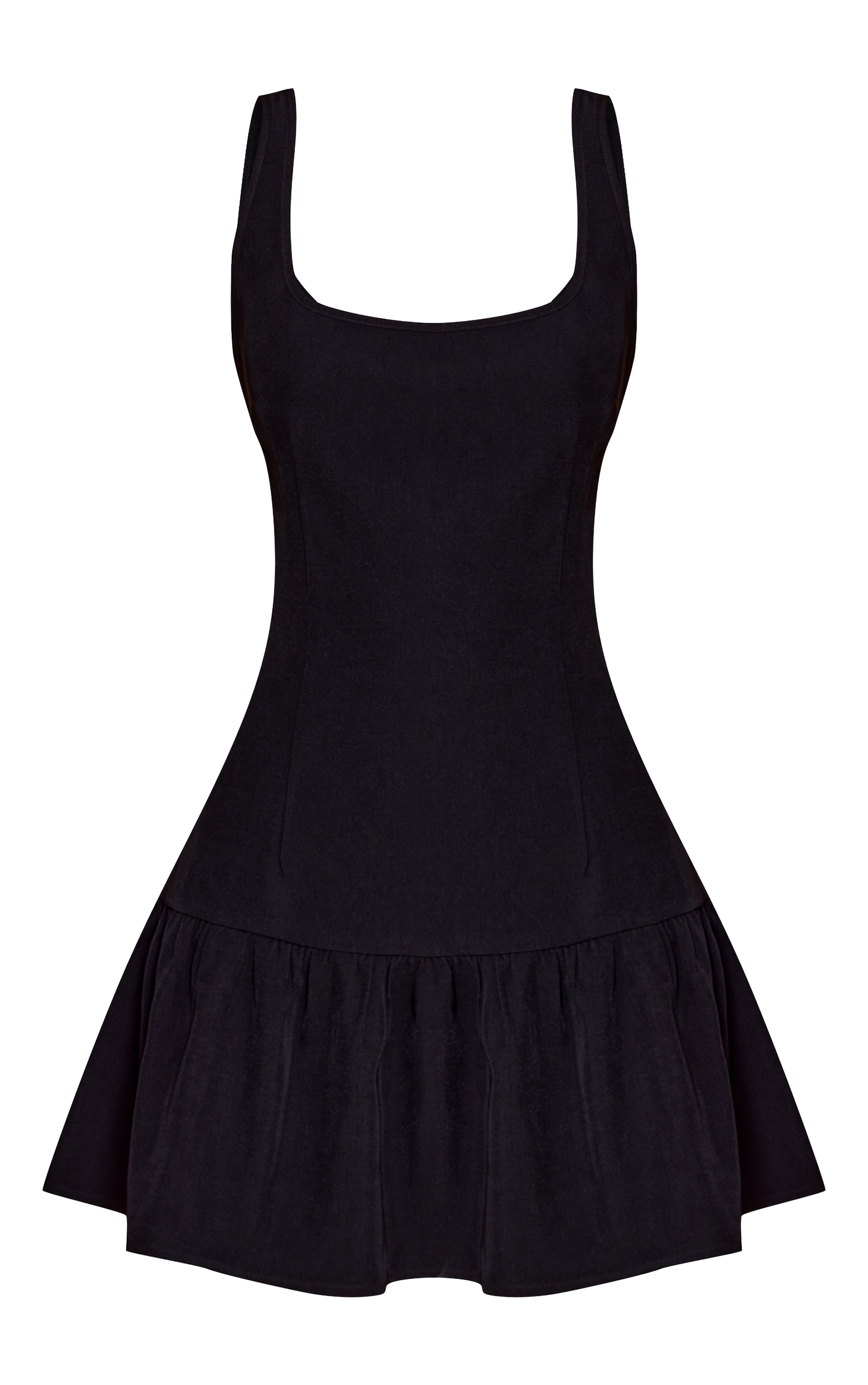 Black Dropped Waist T Shirt Puff Ball Hem Maxi Dress image 5