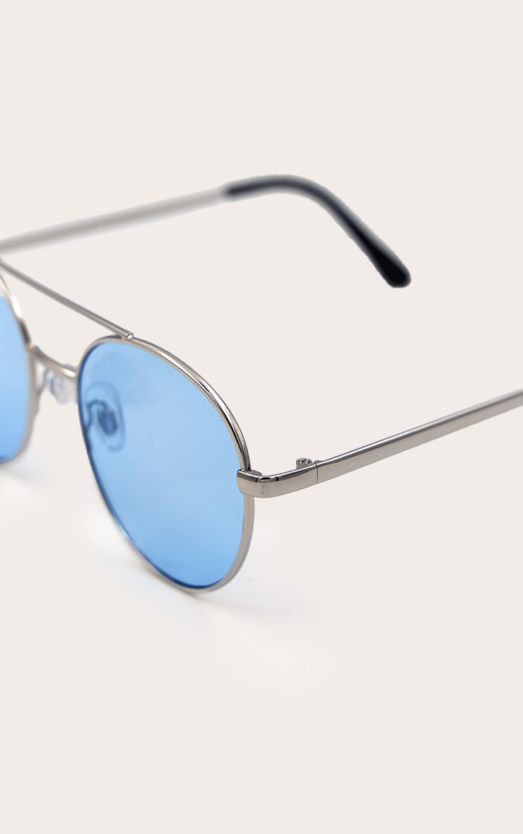 Silver Blue Gradient Lens Aviator Sunglasses image 3