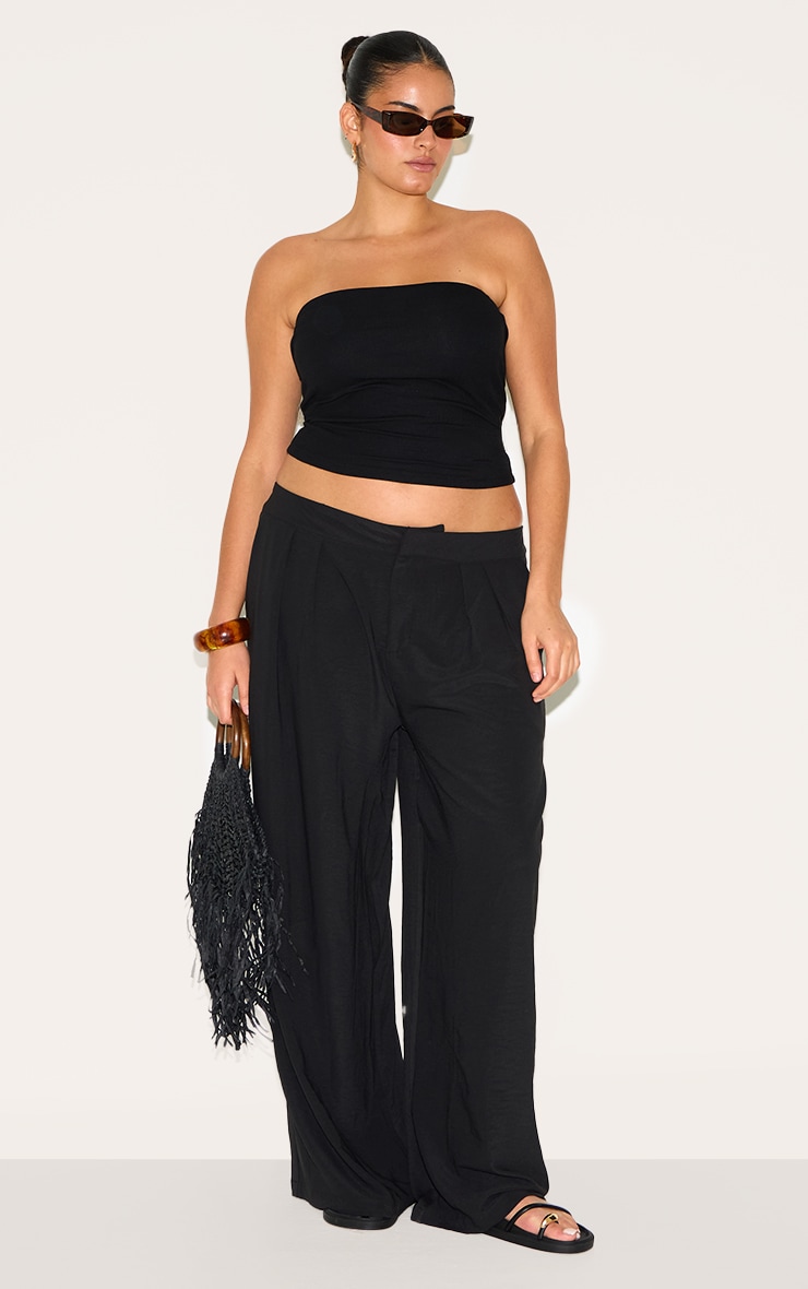 Plus Black Soft Rib Bandeau Top image 3