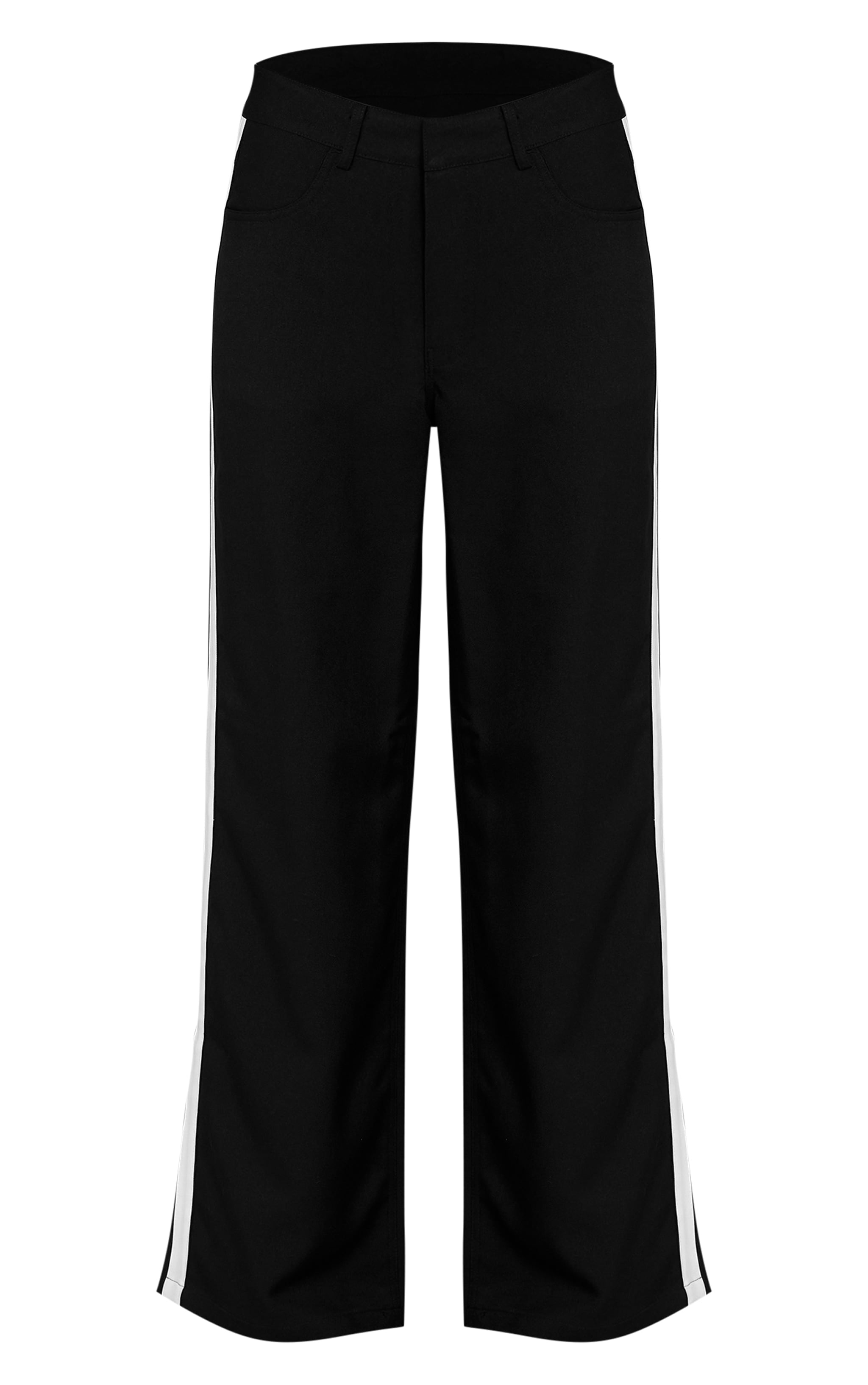 Black Striped Tailored Straight Leg Pants image 5