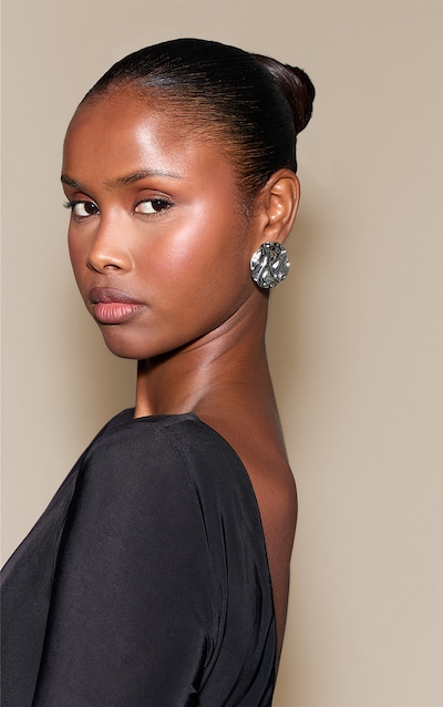 Silver Textured Circular Earrings