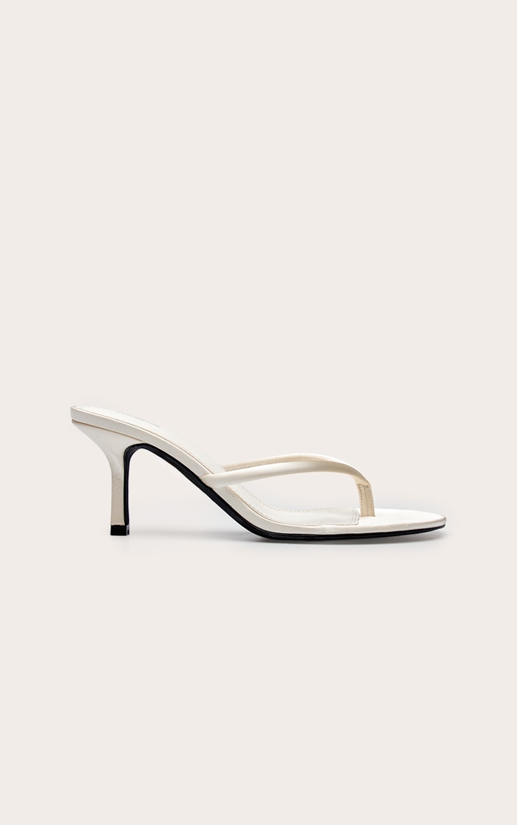 Vanilla Satin Toe Thong Heeled Mules image 2