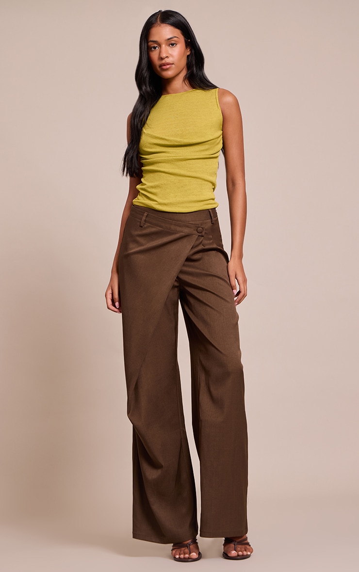 Tall Olive Onion Skin Drape Vest Top image 3