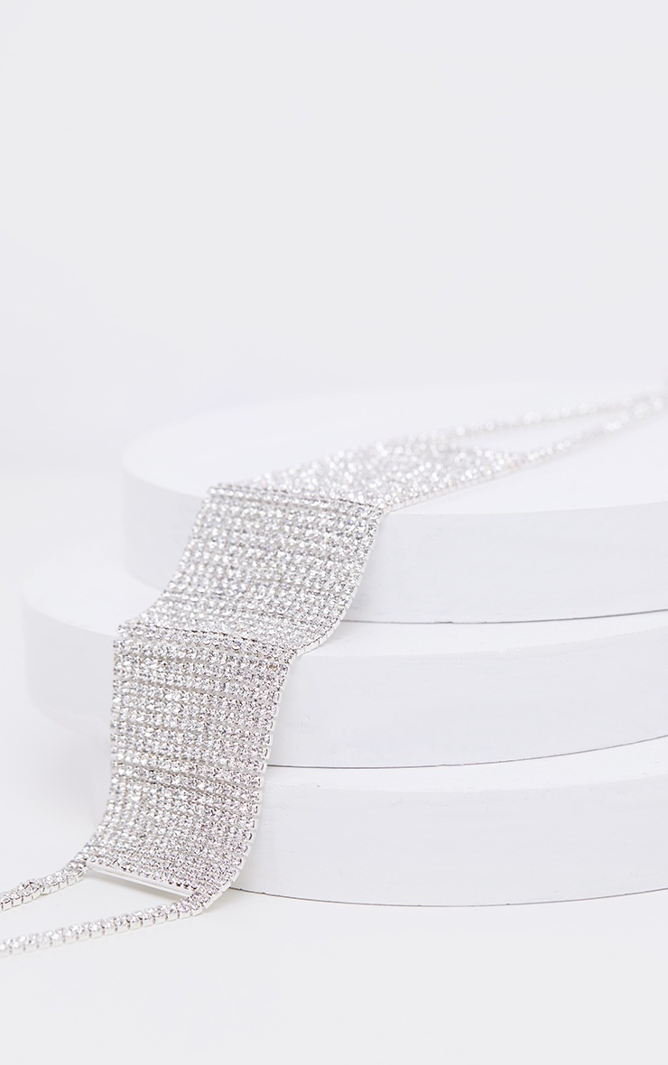 Silver Oversized Diamante Choker 3