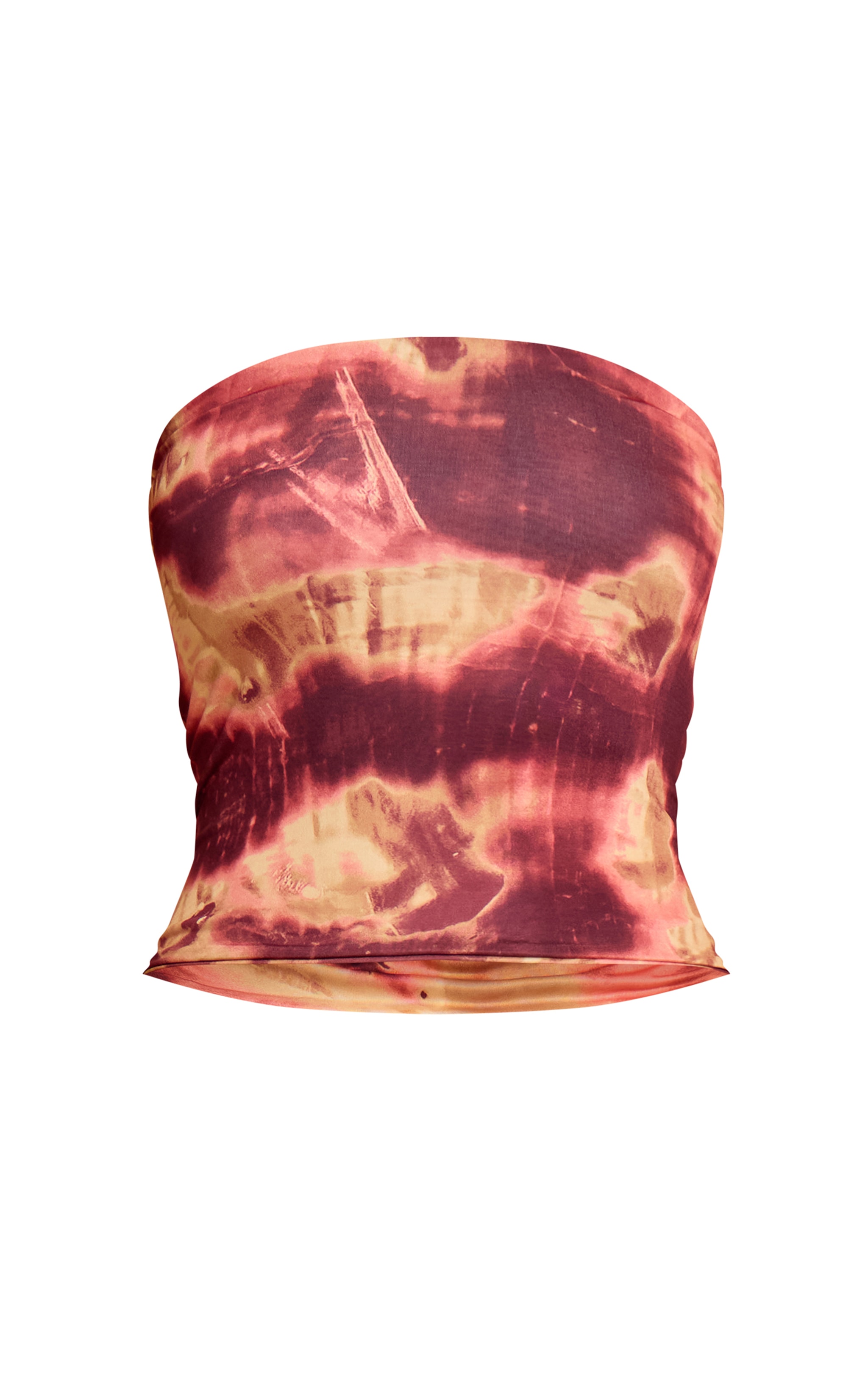 Top bandeau moulant doublé rouge profond imprimé abstrait image 5