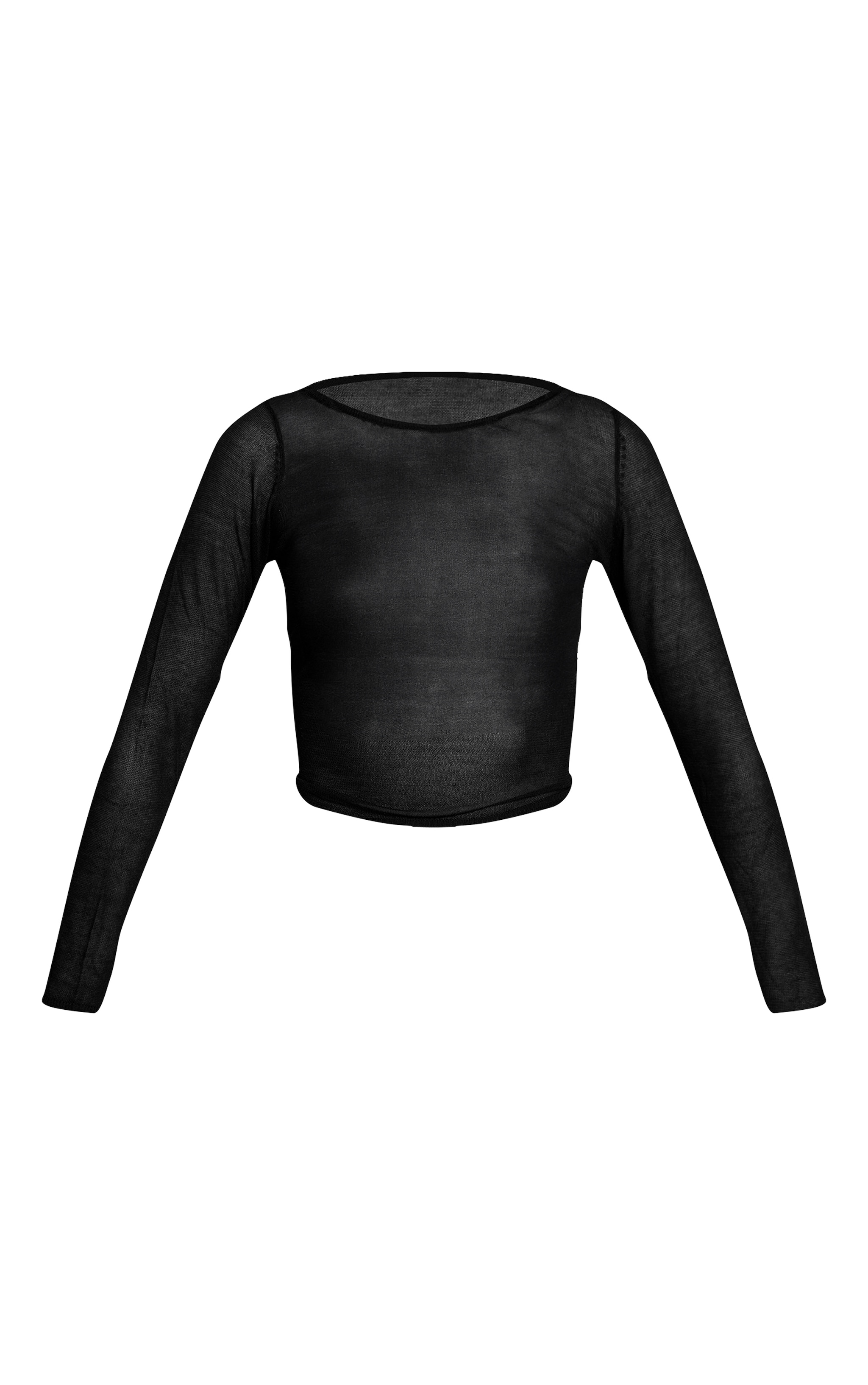 Black Sheer Knit Long Sleeve Top image 5