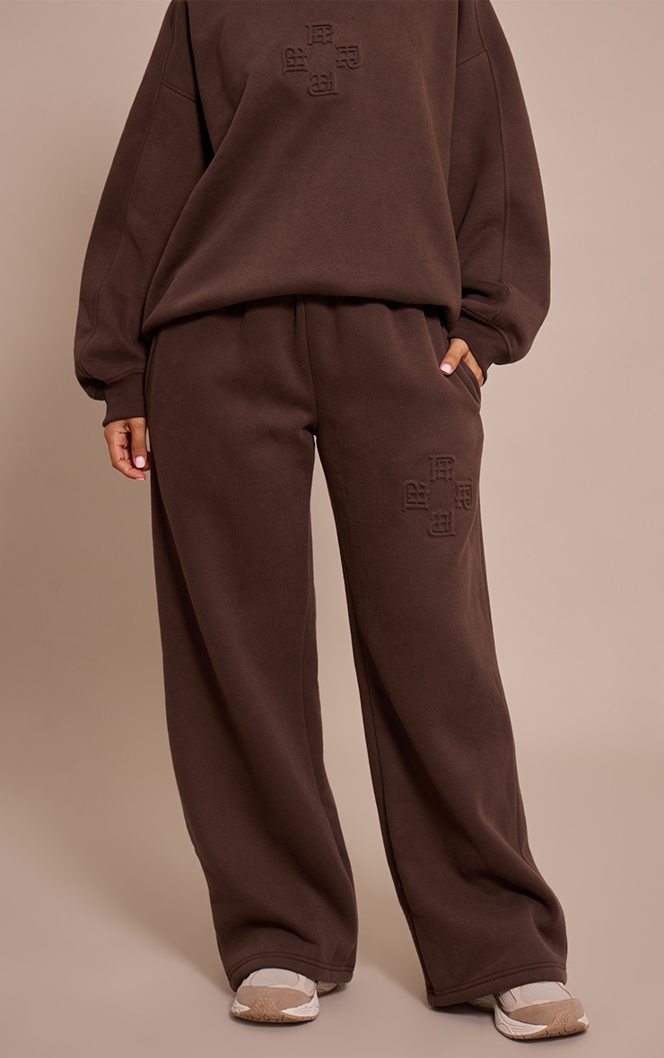Petite Chocolate PLT Embossed Wide Leg Sweatpants image 2