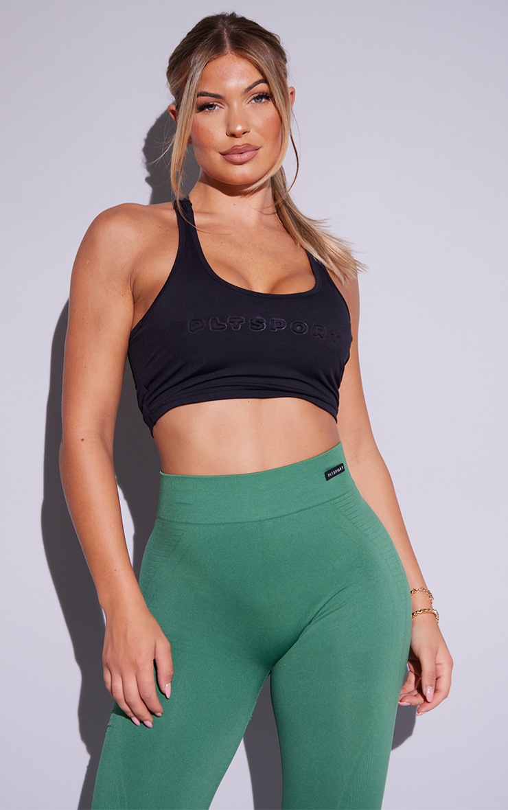 PRETTYLITTLETHING Black Cross Back Detail Racer Top image 3