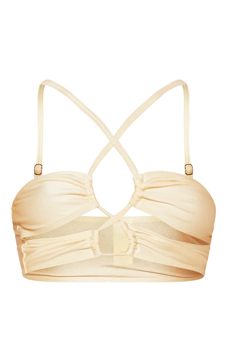 Cream Lace Up Bikini Top image 5