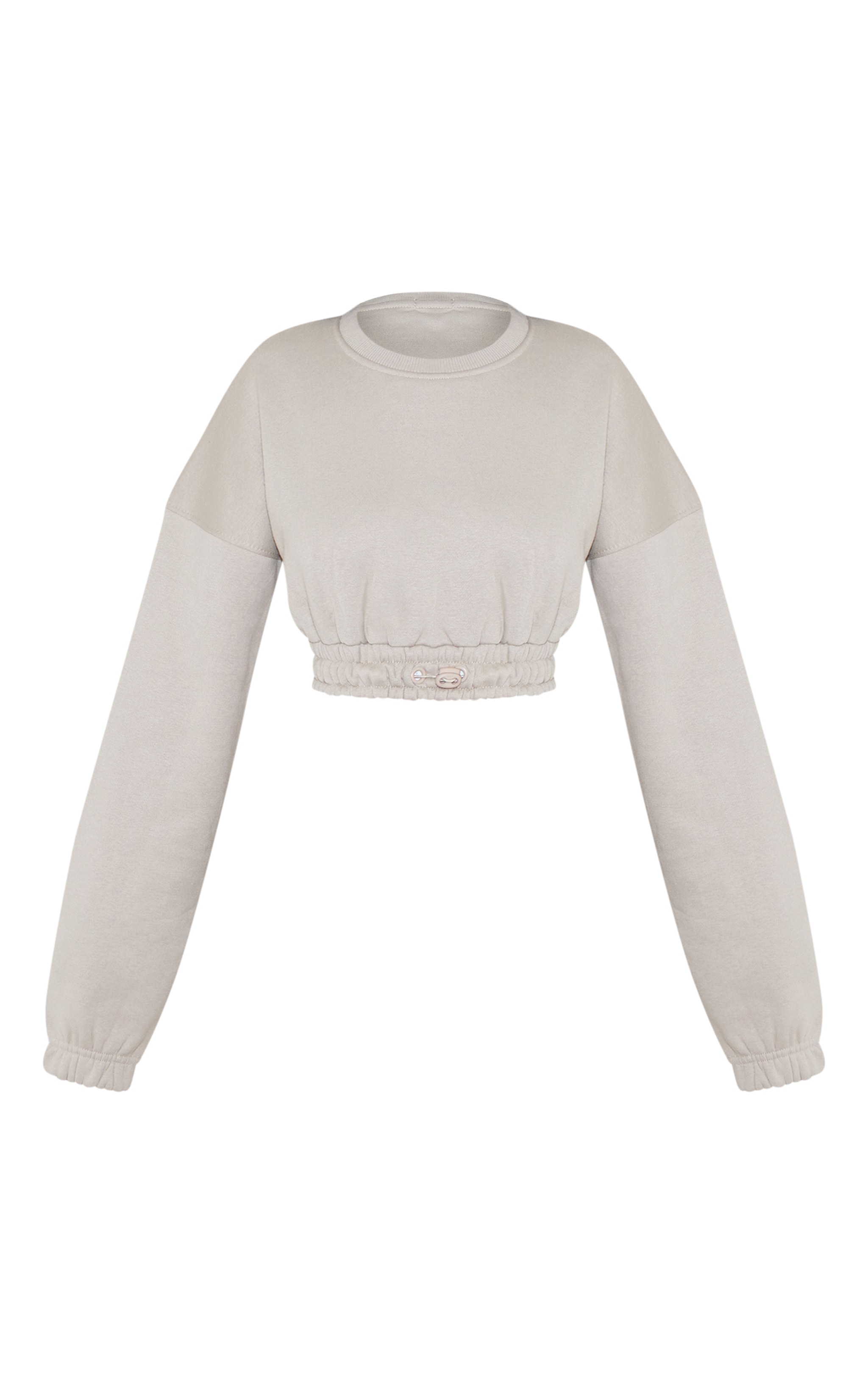 Petite Top court en sweat gris clair à ourlet élastique image 5