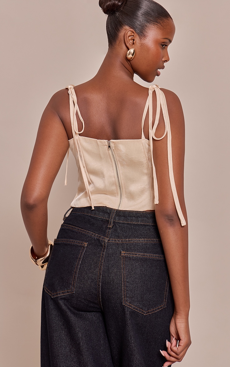 Oyster Satin Strappy Ruched Top image 2