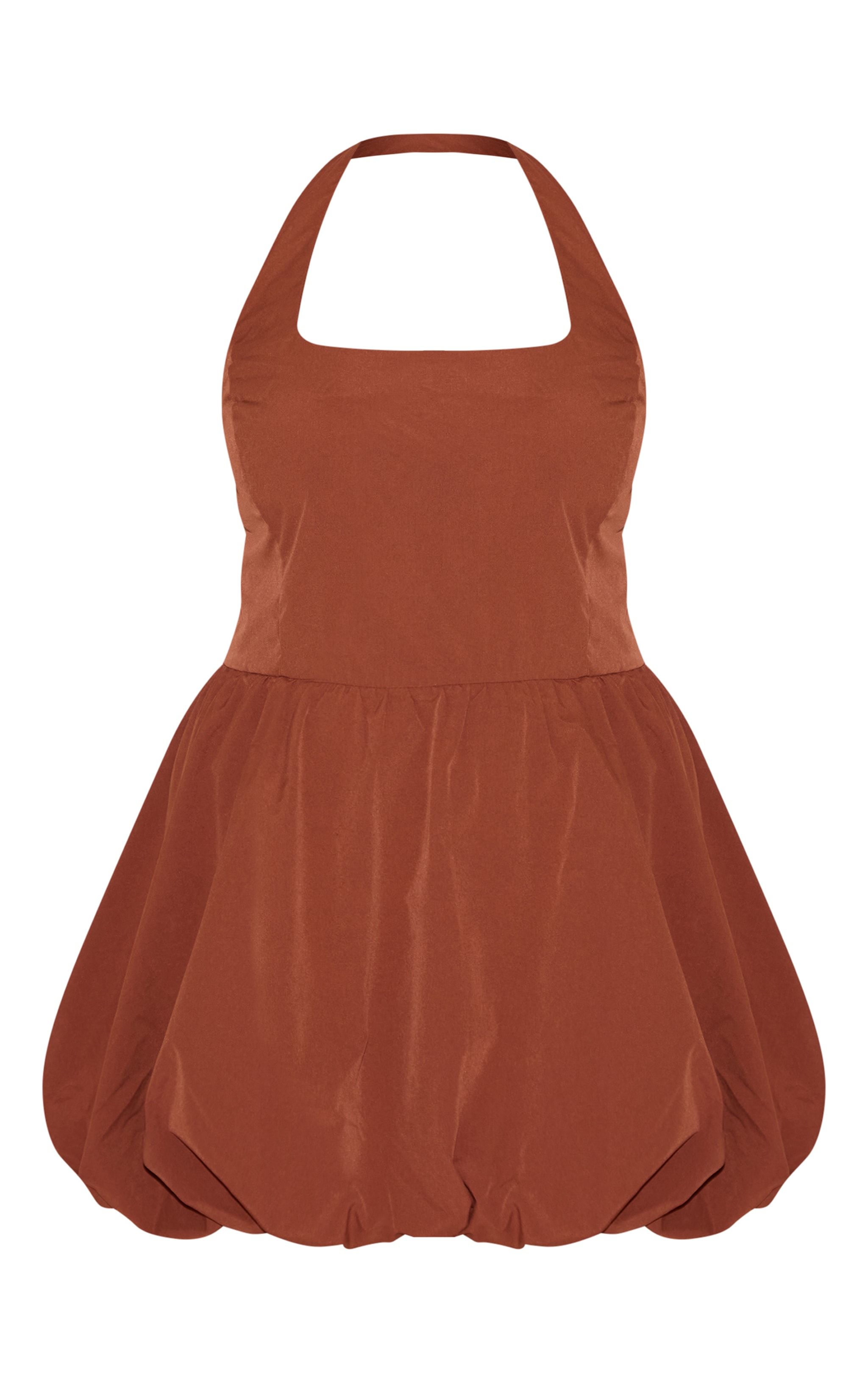 Plus Chocolate Pinstripe Halterneck Puffball Dress image 5