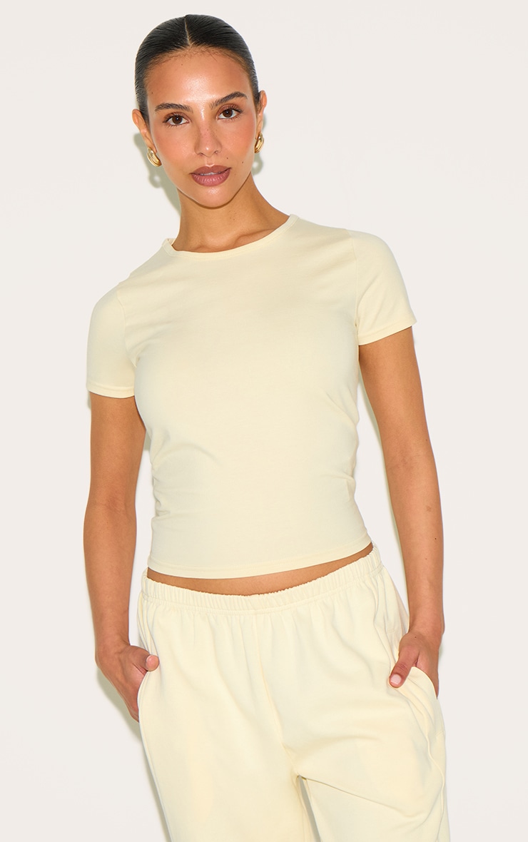 Petite Butter Cream Premium Cotton Cap Sleeve T-shirt image 1