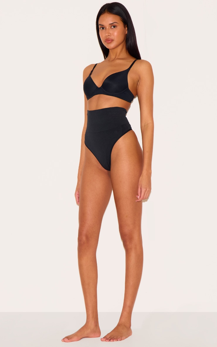Black Shapewear High Waisted Control Thong image 3