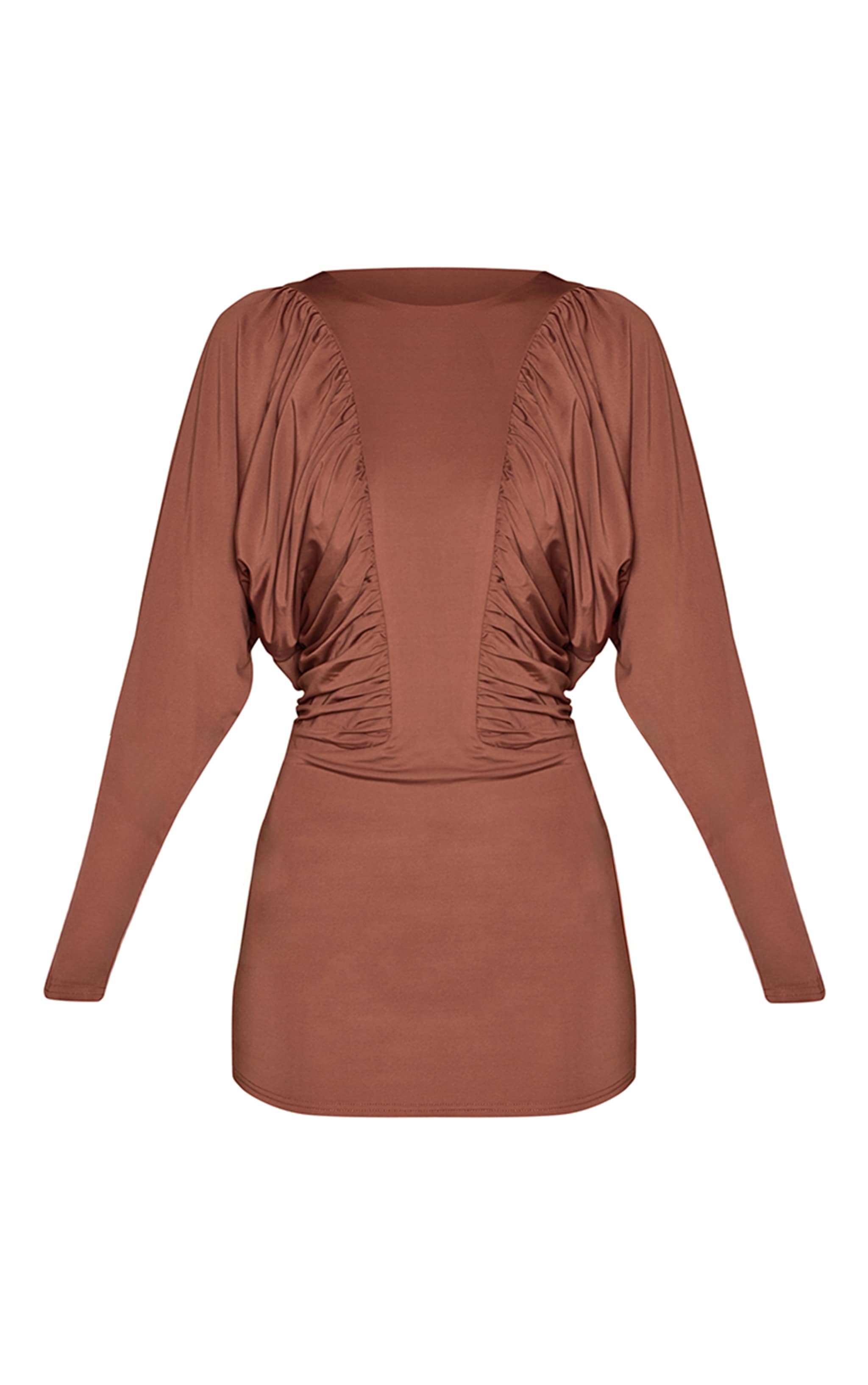 Mauve Soft Touch Long Sleeve Ruched Side Mini Dress image 5