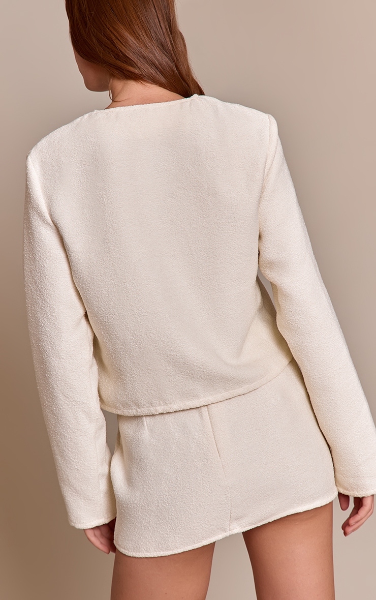 Veste bomber bouclée crème à zip image 2