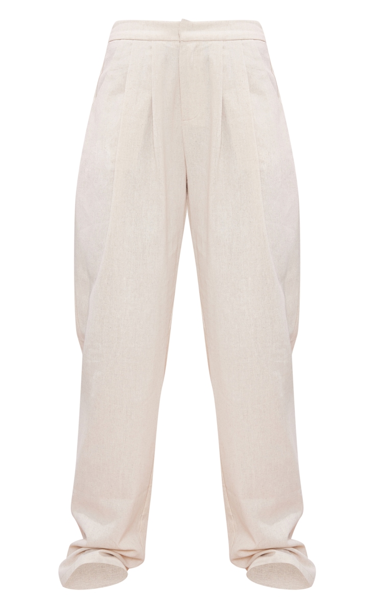 Pantalon de tailleur large oversize gris pierre effet lin image 5