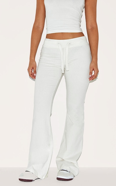 Petite Pantalon skinny flare crème à taille basse