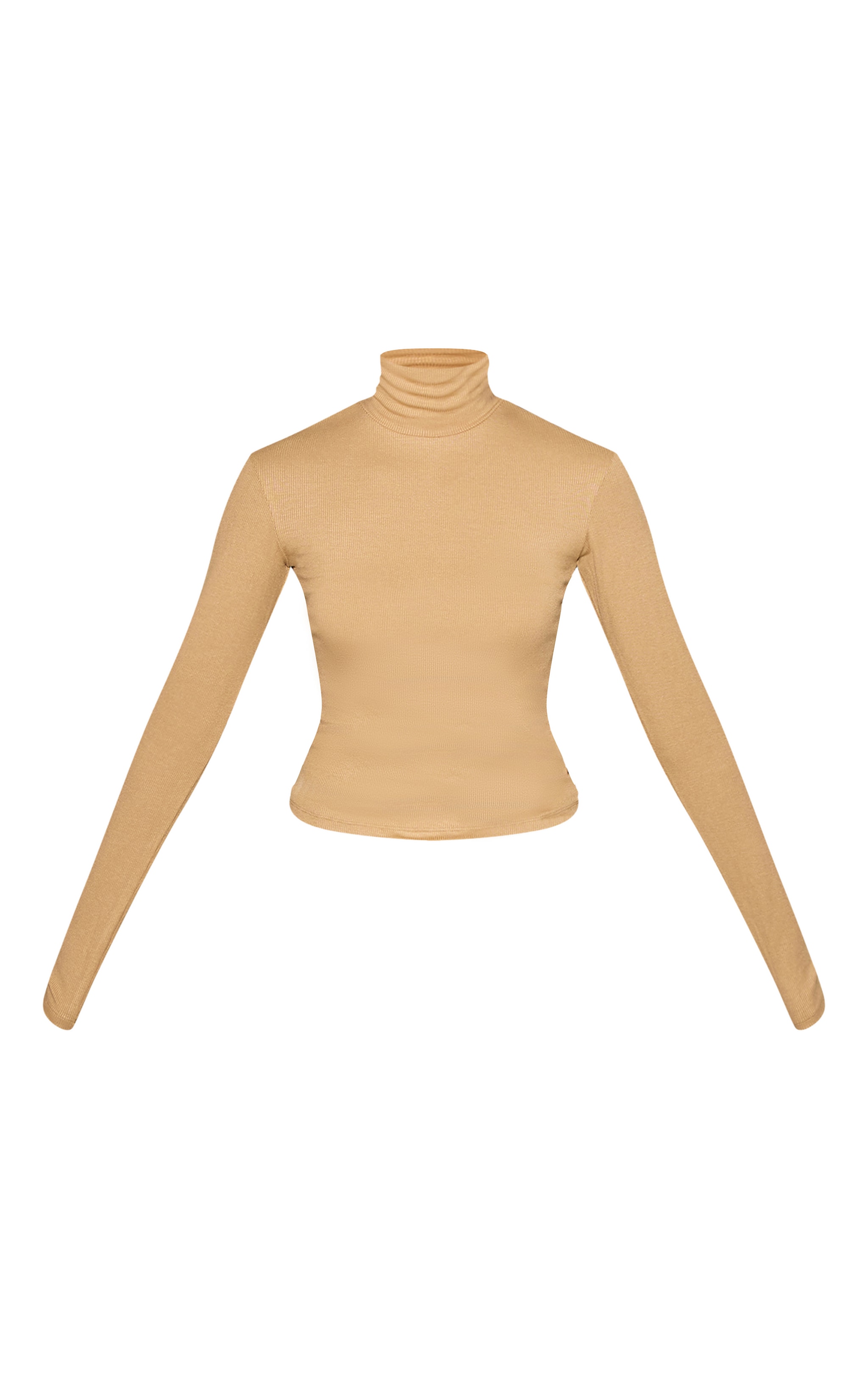 Stone Soft Rib High Neck Fitted Long Sleeved Top image 5