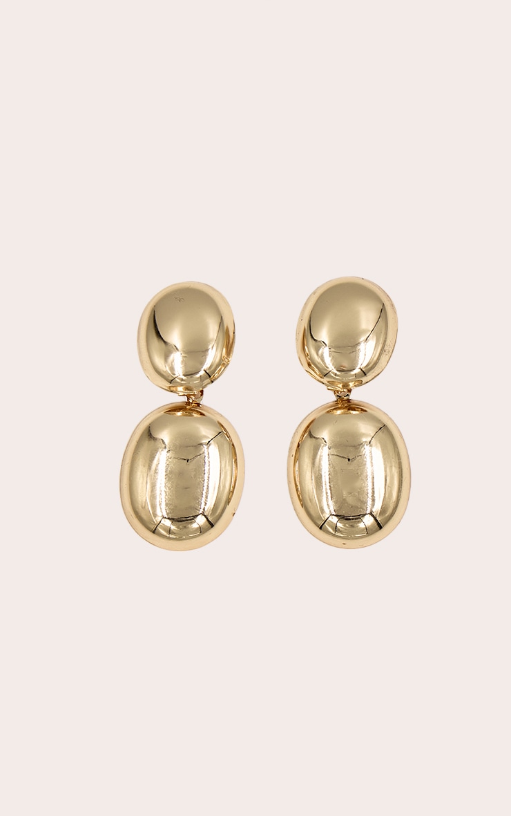 Gold Pebble Statement Earrings image 2