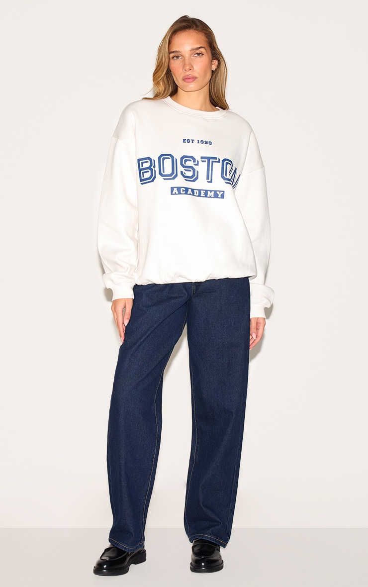 Cream Oversized Boston Print Sweatshirt image 3