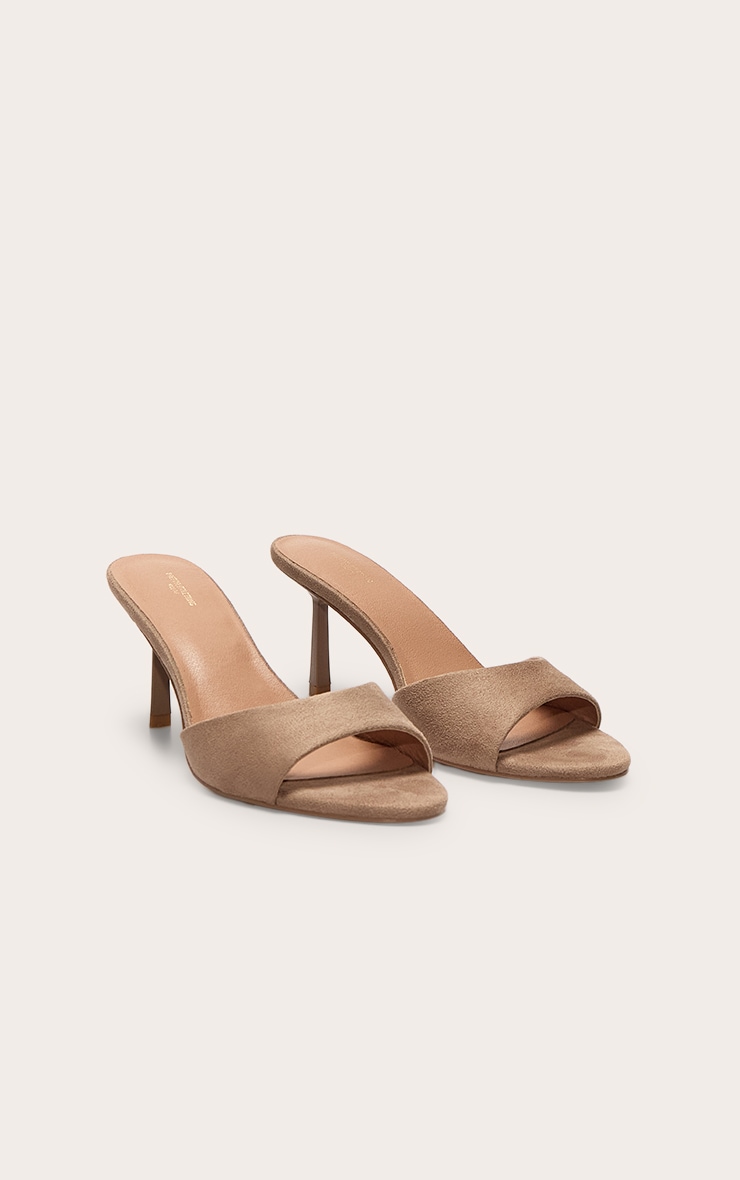 Wide Fit Mushroom Faux Suede Round Toe Mid Stiletto Heel Mules image 2
