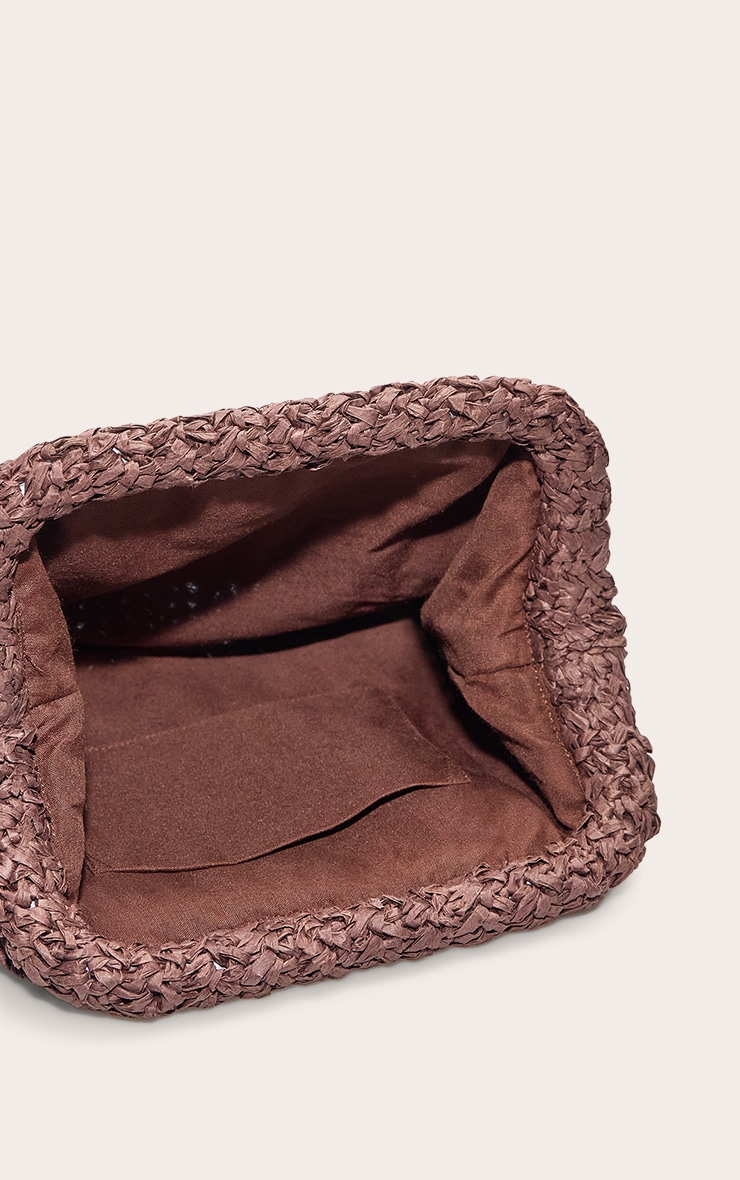 Chocolate Raffia Slouchy Clutch image 4