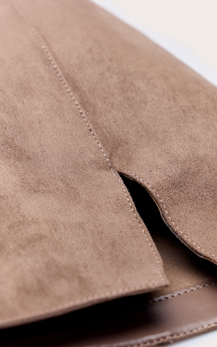 Taupe Faux Suede Point Toe Block Heeled Knee High Boots image 5