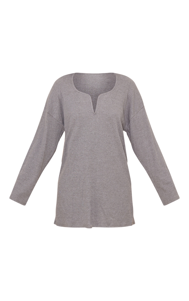 Khaki Rib V Bar Shift Dress image 4