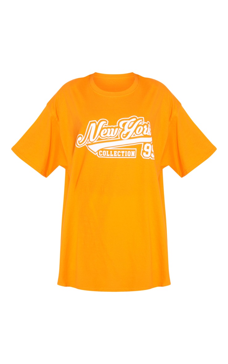 Orange New York Collection Print Oversized T Shirt image 5