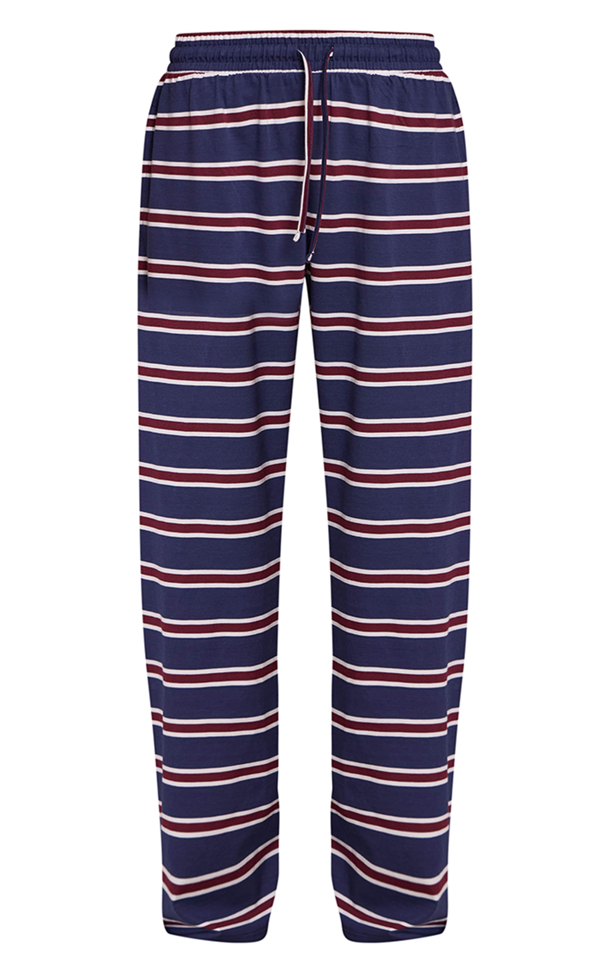 Pantalon large bleu marine à rayures et cordons ajustables image 5