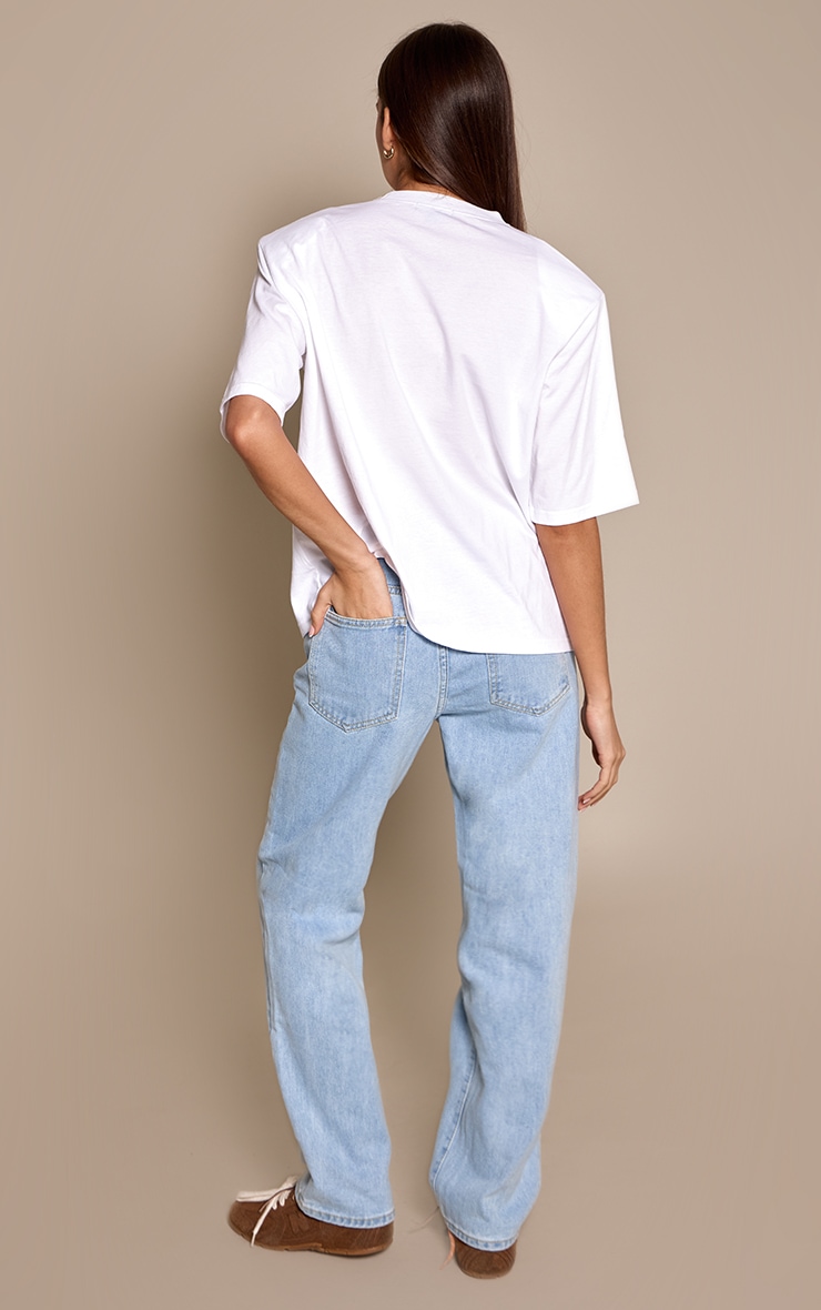 PRETTYLITTLETHING Light Blue Wash High Waist Straight Leg Jeans image 3