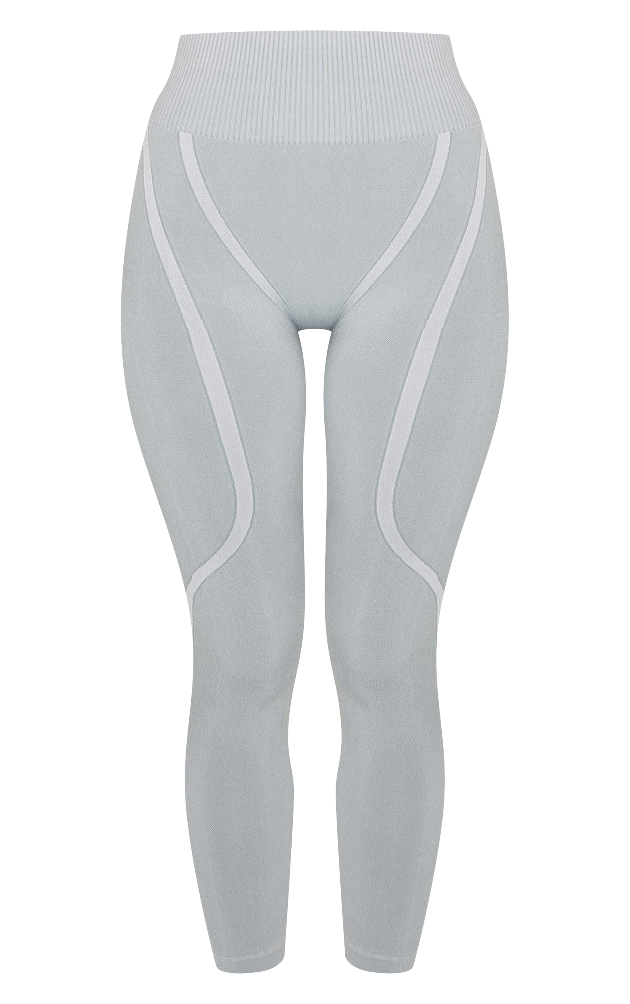 Legging côtelé gris sans coutures à taille haute image 5
