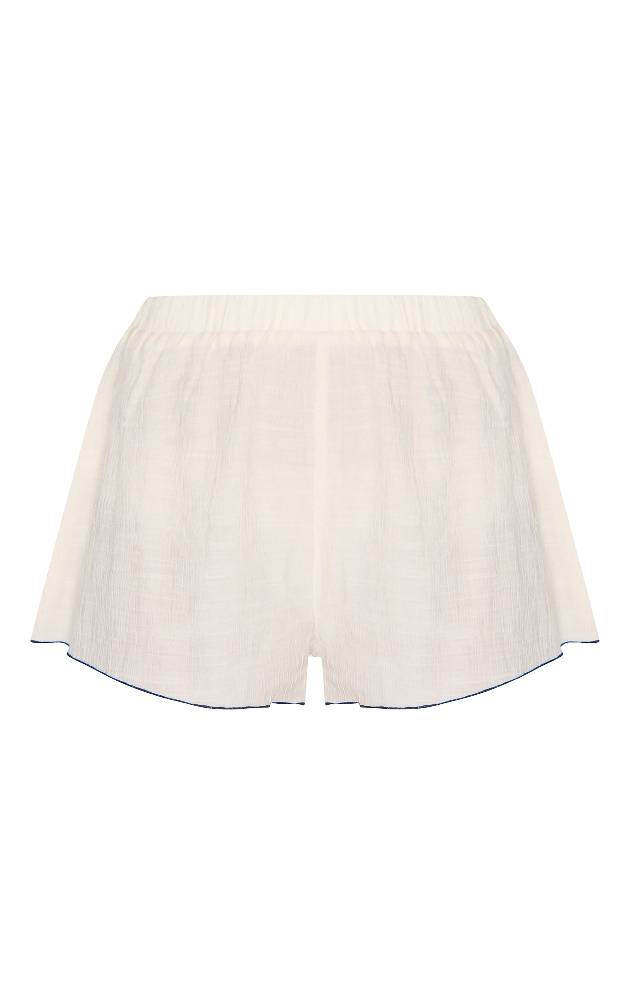 Sand Linen Look Textured Contrast Trim Floaty Shorts image 6